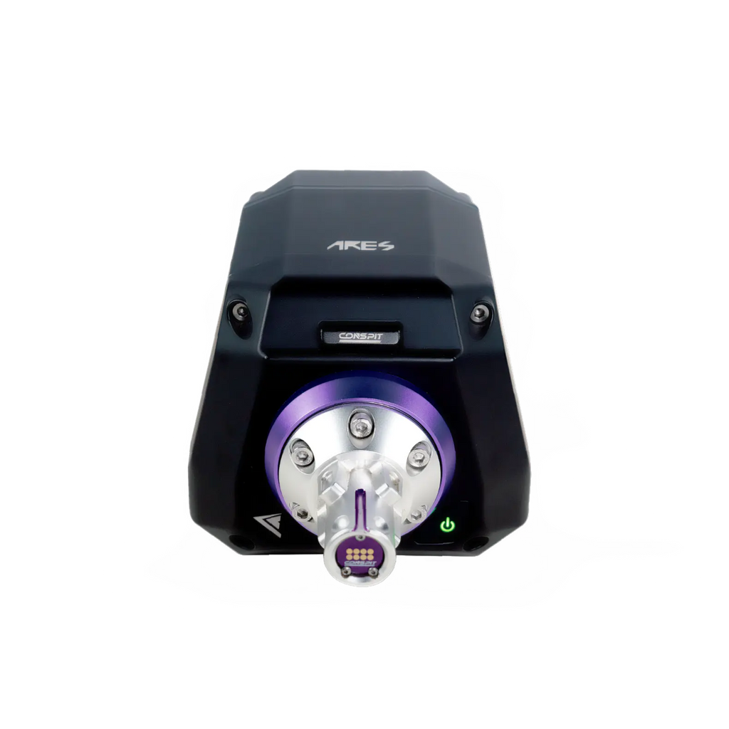 Conspit Ares 12Nm direct drive wheel base rear connector ports view