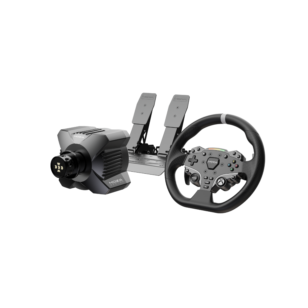 MOZA R3 sim racing bundle for Xbox and PC – direct drive wheel base, steering wheel and pedals included
