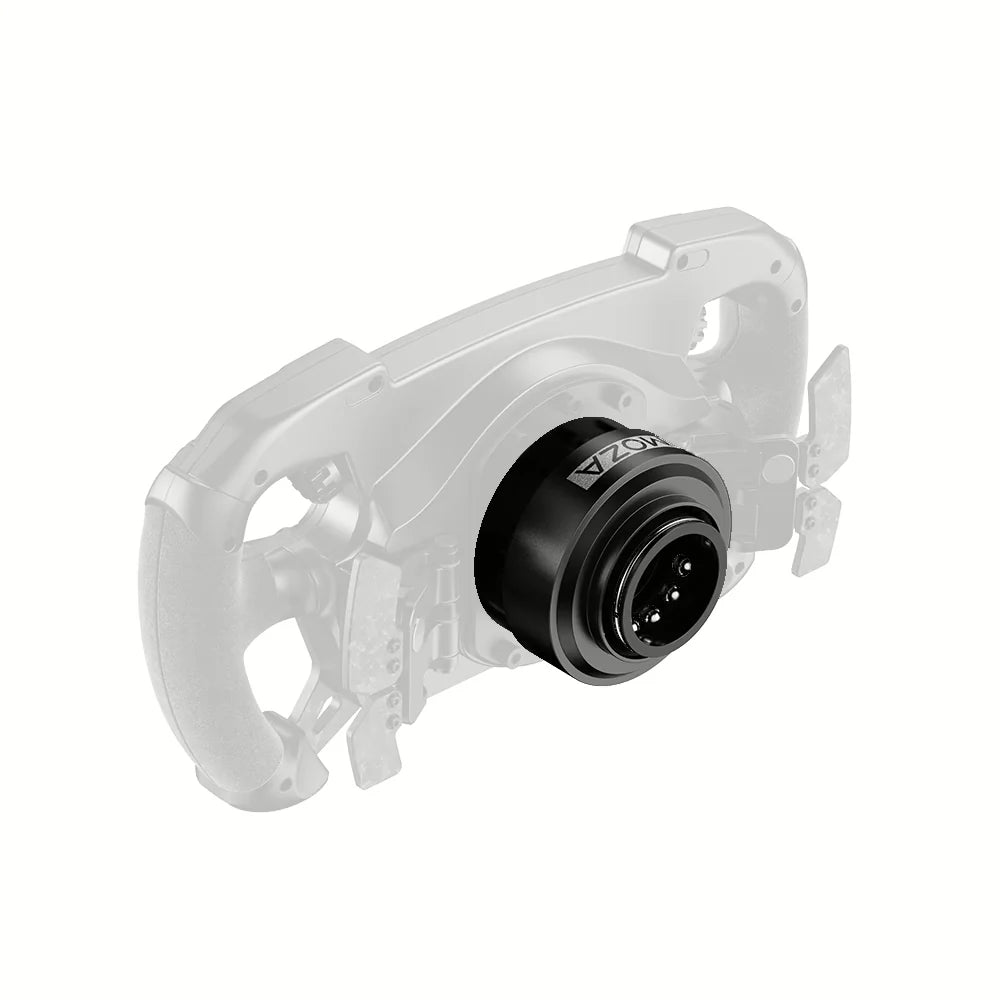 MOZA QR quick release adapter installed on sim racing steering wheel