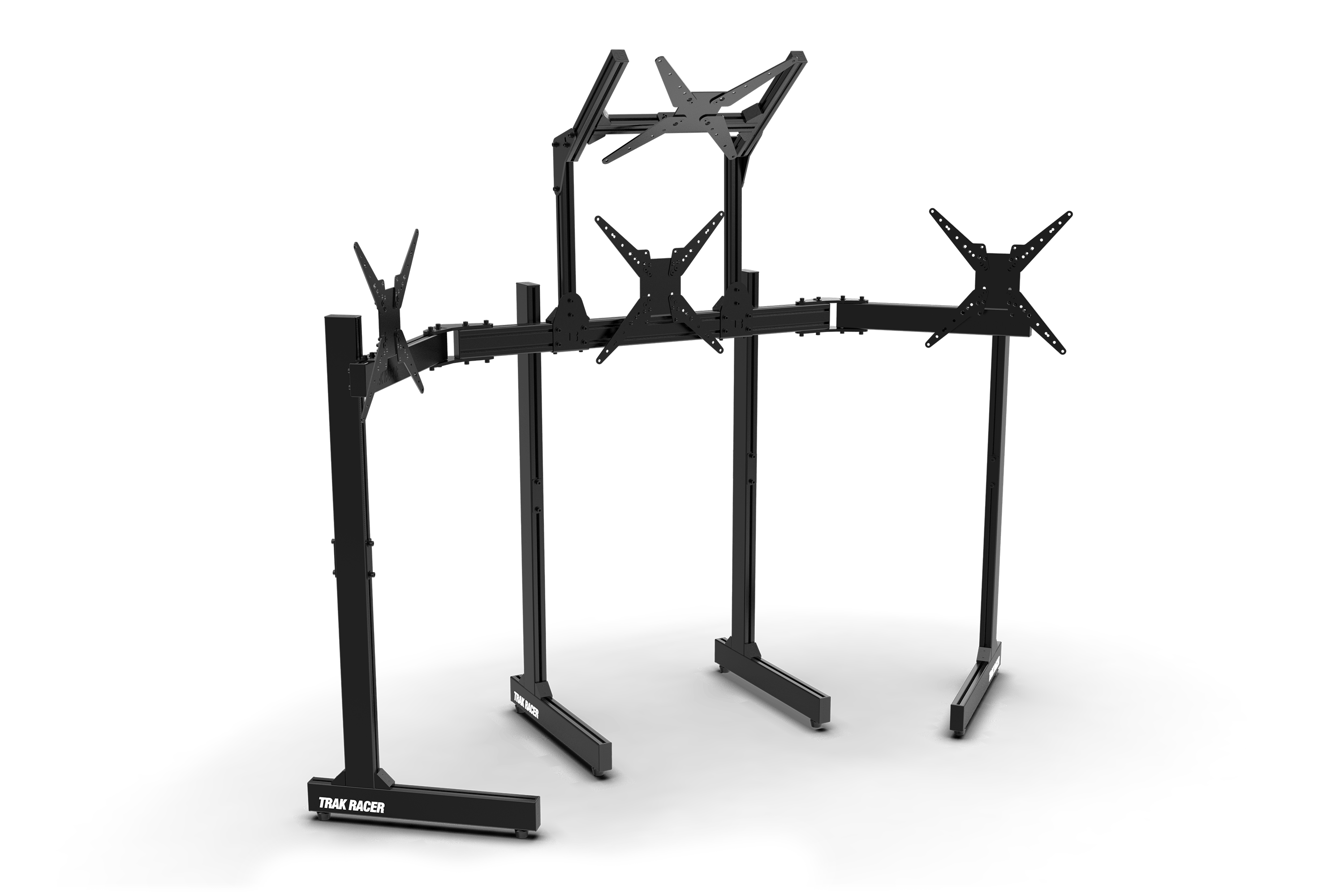 Freestanding Quad (4) Monitor Stand with Extra Leg Supports - Supports up to 55" Displays