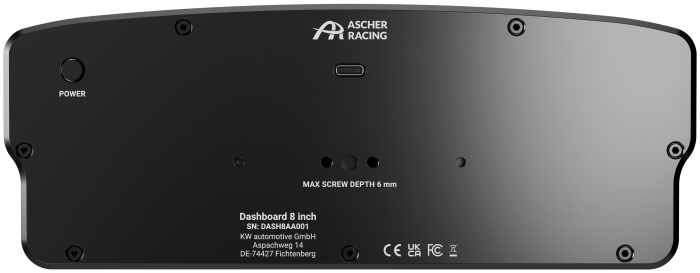 Ascher Racing Dashboard 8 inch sim racing display