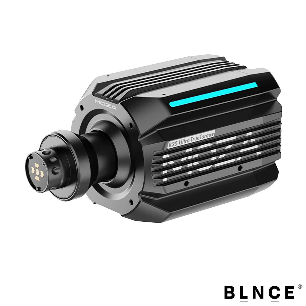 MOZA R25 wheel base rear ports and connectivity close-up