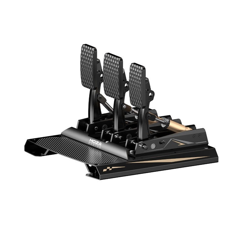 MOZA CRP2 3-pedal set side profile view showing pedal structure