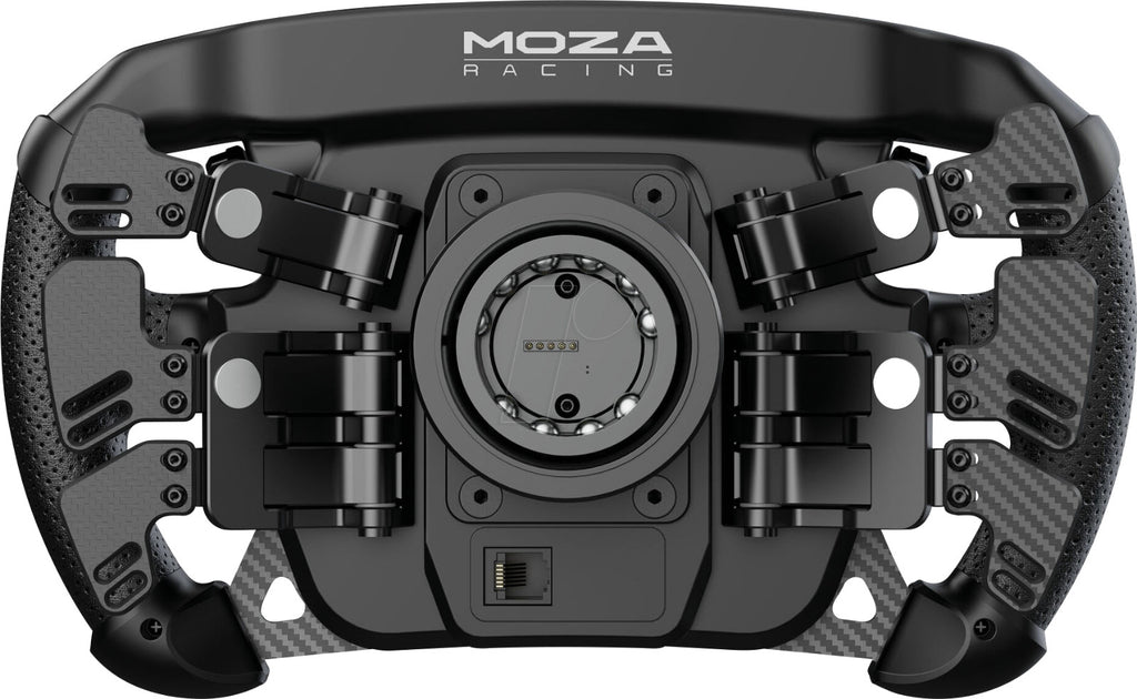 MOZA FSR2 open-wheel formula steering wheel RGB display close-up