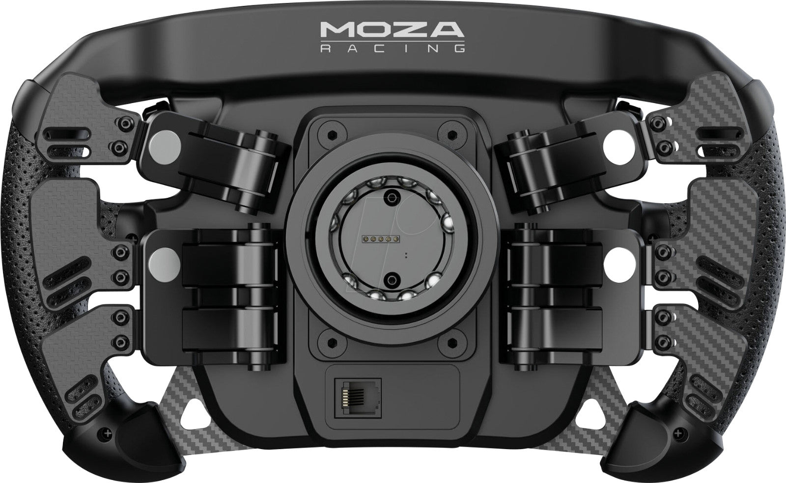 MOZA FSR2 open-wheel formula steering wheel RGB display close-up