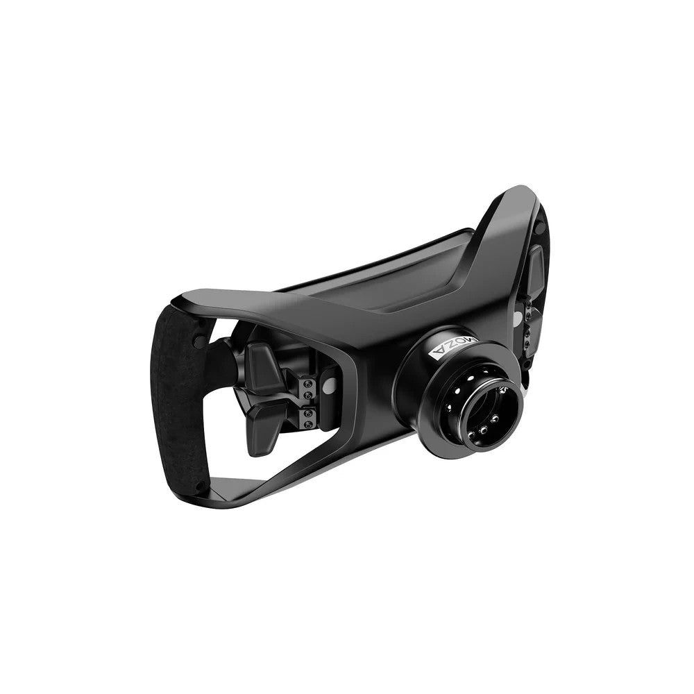 MOZA Porsche Mission R wheel angled side view with QR hub connector