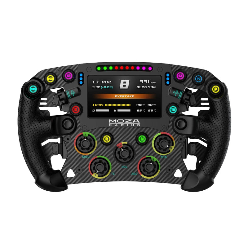 MOZA FSR2 formula sim racing wheel front view with Alcantara grip