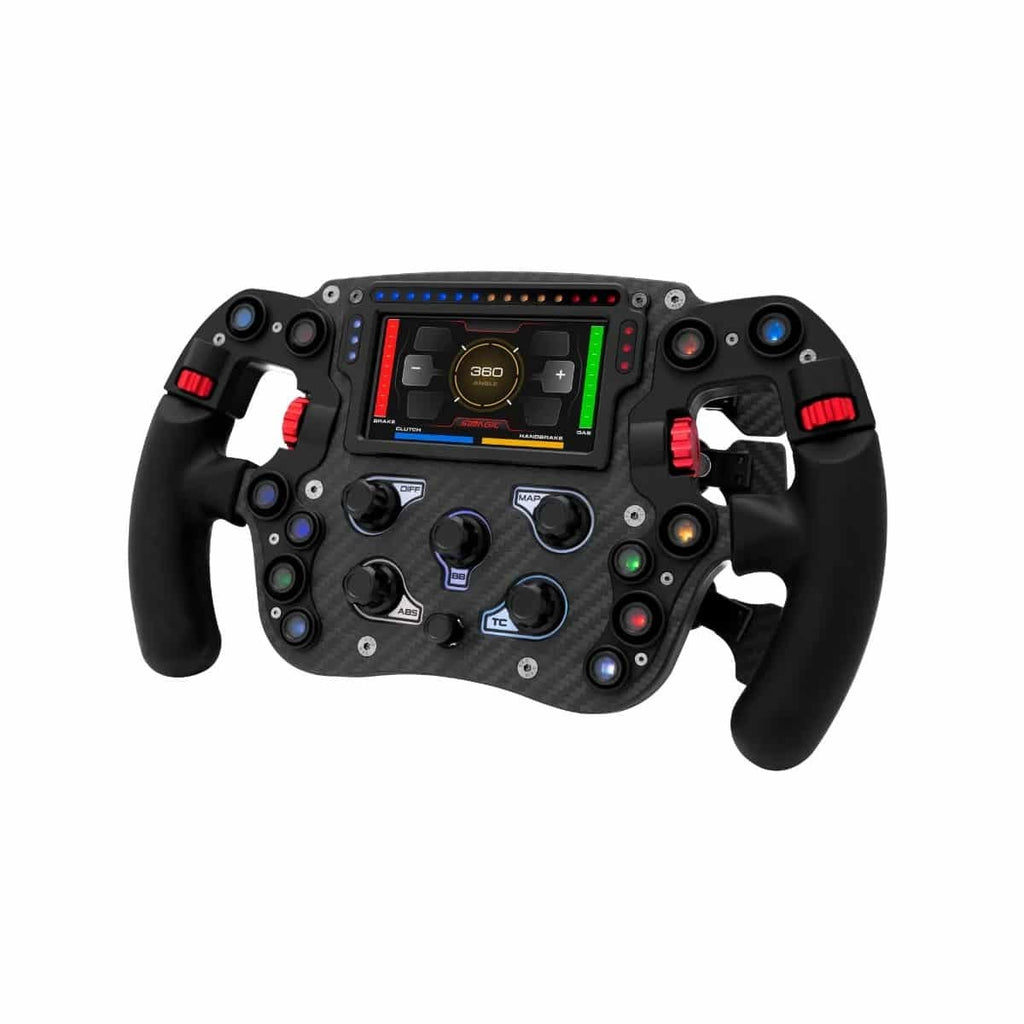 Simagic FX Pro steering wheel rear view showing button layout and paddles