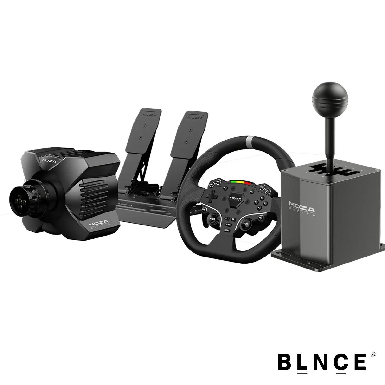MOZA R3 sim racing bundle with wheelbase pedals steering wheel and H-pattern shifter