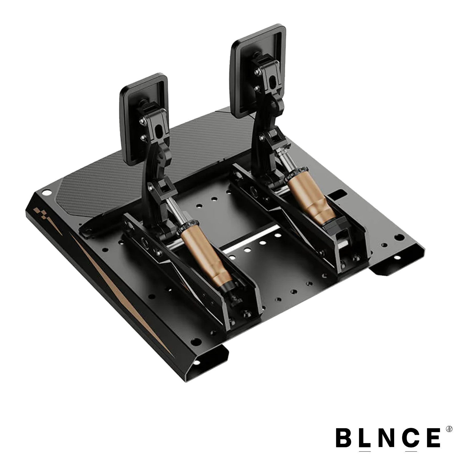 MOZA CRP2 2-pedal set side view showing load cell brake and throttle pedals