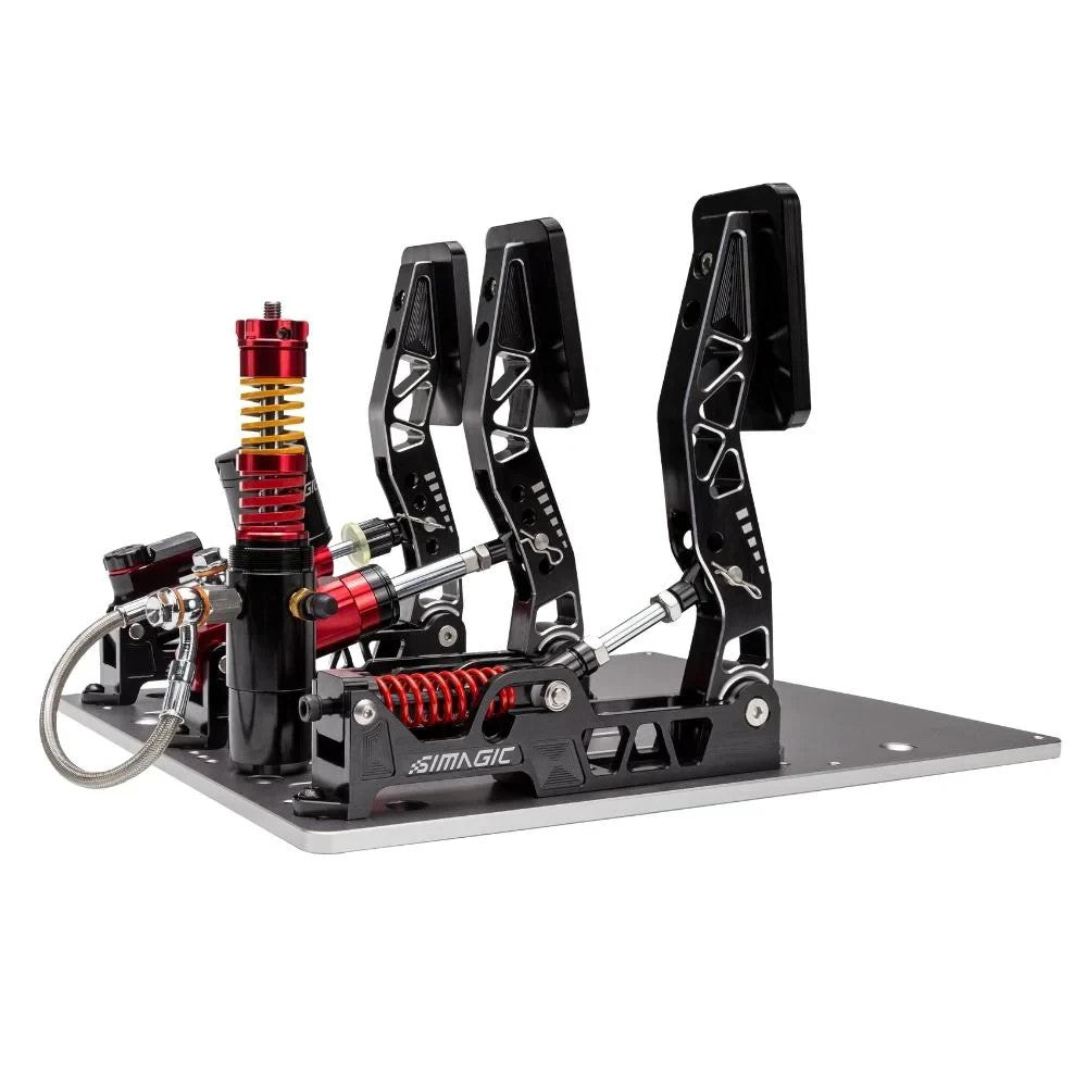 Simagic P2000 sim racing pedal set side profile view